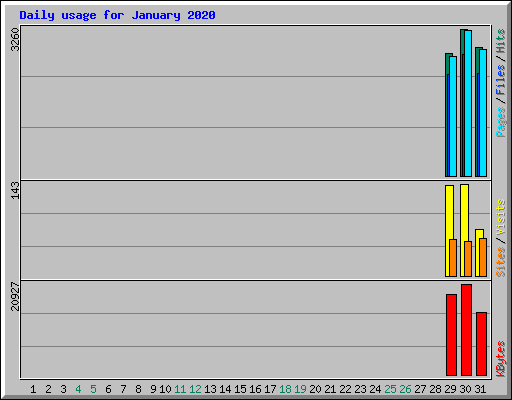 Daily usage for January 2020