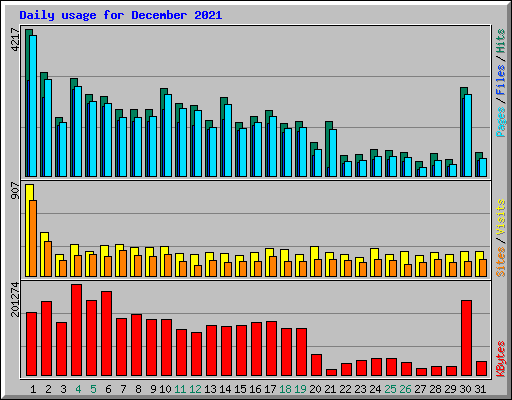 Daily usage for December 2021